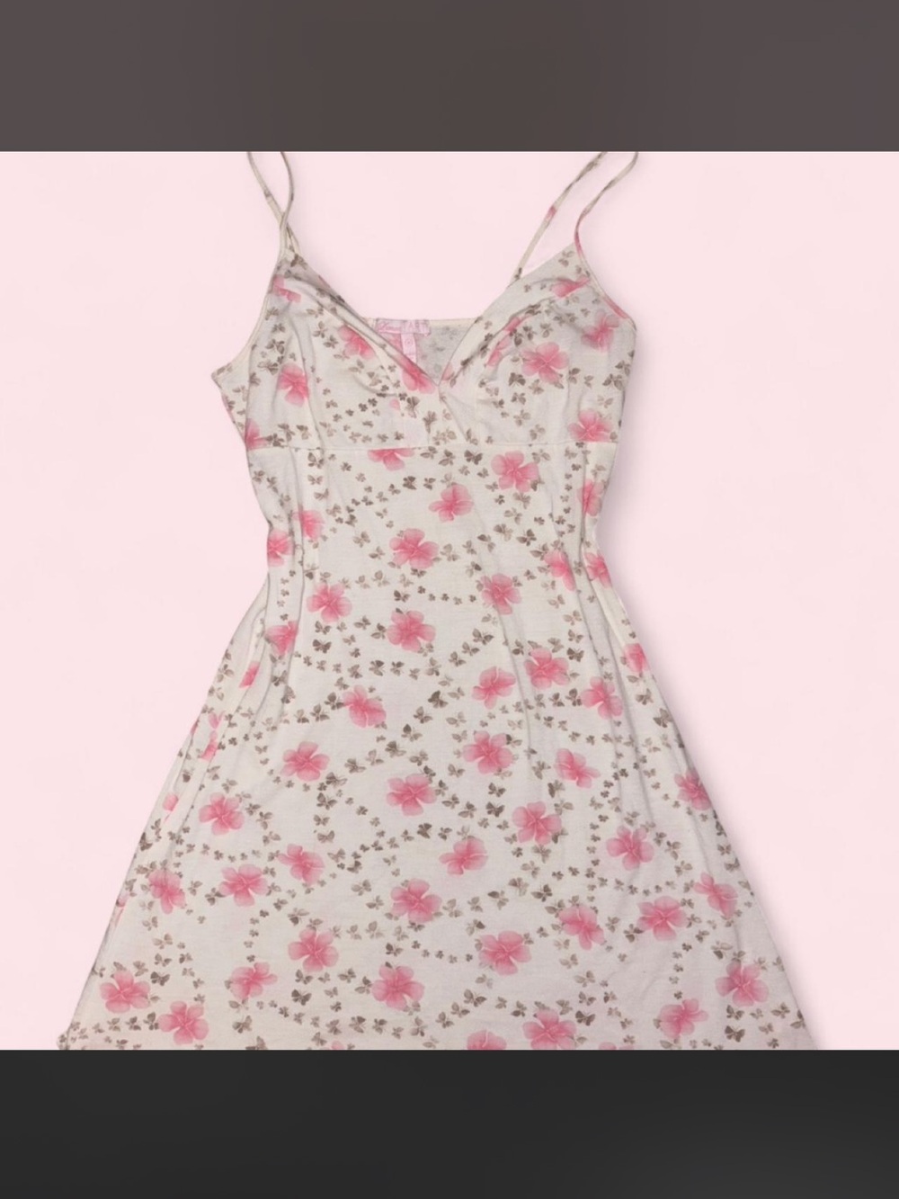 Y2K 2000s Floral Pink and Brown Hibiscus Butterfly Slip Dress